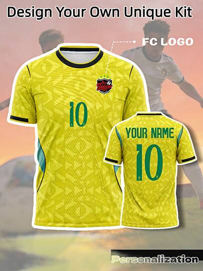 Áo đấu sân nhà World Cup 2026 của Brazil, màu vàng rực rỡ với họa tiết hình học, đồng phục thi đấu thoáng khí, tùy chỉnh hoàn toàn: logo, tên và số, món quà thích hợp cho ngày Valentine.