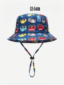 儿童新款汽车印花遮阳帽，可调节抽绳，适合3-8岁男孩，春夏休闲防晒帽 - 1PC - 查看 12