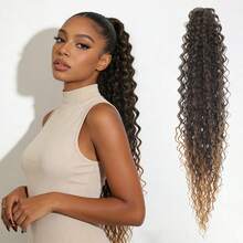 1件装合成卷曲马尾假发夹式接发，橙色自然波浪假发片，女士适用 - 彩色 - 查看 9