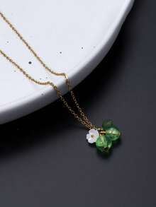 1 件优雅蓝莓吊坠项链，配有玻璃水果饰物和亚克力叶子，适合作为女士和女孩的生日礼物 - 藍色 - 查看 9