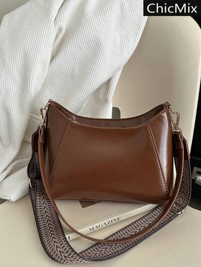 The New Autumn And Winter Solid Color Elegant Shoulder Bag Features A Unique Shoulder Strap Design For Women's Crossbody Bags, Suitable For Shopping, Wallets, Shopping, Young Women, College Students, Newcomers, And White-Collar Workers. They Are Very Suitable For Offices, Universities, Work, Business, Commuting, Outdoor Activities, Travel, And Outings