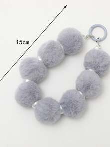 1个毛绒圆球包挂件，手工串珠手机挂件，短款腕带，防丢链 - 彩色 - 查看 10