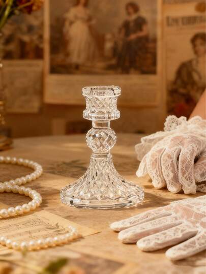 1件/3件套玻璃烛台/烛托/烛架，奢华切割玻璃烛台套装，适用于餐桌中心装饰、婚礼装饰、餐桌、咖啡桌、客厅桌面装饰。非常适合搭配水晶饰品，提升空间格调，可用于打造婚礼迎宾桌，或为鸡尾酒会增添优雅气息，也适用于周年纪念晚宴、新娘送礼会和公司活动。