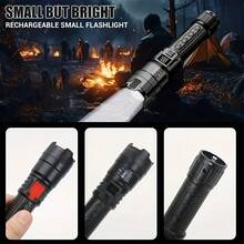 LiHangStar 1/2pcs Rechargeable LED Flashlight Set, Portable Flashlight With Zoom Adjustment And Battery Indicator, 3 Lighting Modes For Outdoor, Camping, Work And Emergency Use - Rechargeable Flashlight - View 4
