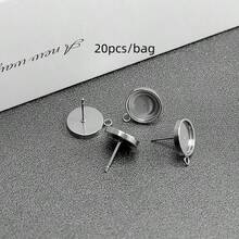 20pcs/Pack Stainless Steel Gem Stone Tray Jewelry Accessories, Handmade Welding Tray, Earring Base, Flat Round Gem Tray, Rimmed Round Tray, DIY Jewelry Making Supplies - Steel - View 11