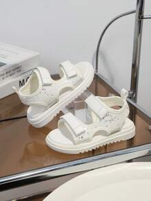 1 Pair Girls' Fashion Versatile Casual Sandals, Soft Bottom Comfortable Sequin Princess Sandals, Toddler First Walking Sandals - White - View 1