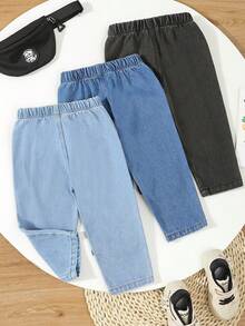 3pcs/Set Toddler Boys' Casual Street Style Fashionable Comfortable Versatile Denim Jeans Outfit, Summer New Arrival - Multicolor - View 2