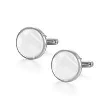 1 Pair White Drip Oil Round Men's Cufflinks, Basic Suit Accessory, Daily Business Fashion Cuff Links - White - View 5