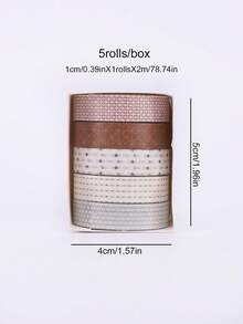 5 Rolls/Box Qian Qian Series Washi Tape, Suitable For Diaries, Bullet Journals, Notebooks, Planners, Page Dividers, Masking, DIY Crafts, School & Office Supplies. Ideal Gifts For Valentine's Day, Thanksgiving, St. Nicholas Day, Epiphany, Birthdays, And Back To School Season. - JD331-05-08 - View 6