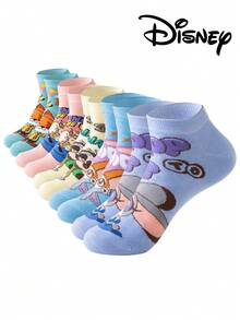 Disney 5/1 Pair Crazy Animal Women's Ankle Socks, Gift, Summer Socks, Cartoon Mickey Mouse Socks, Comfortable Breathable Fashion Women Socks, Novelty Socks - Multicolor - View 11