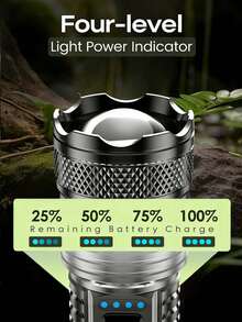 1/2pcs High Power 4900N Long Range LED Flashlight, Built-In 4-Level Battery Indicator, USB Rechargeable, Adjustable Zoom, Suitable For Tactical, Camping, Outdoor, Emergency Use, Great Gift For Valentine's Day, Mother's Day, Eid, Back To School, Christmas, Halloween - Multi-functional Flashlight - View 11