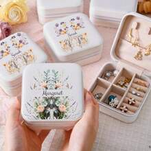 Customizable Personalized Jewelry Box, Can Be Used As Travel Jewelry Box, Bridesmaid Gift, Wedding Favor, Women's Personalized Gift, Engraved Jewelry Box, Birthday Gift - Multicolor - View 3