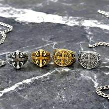 1 chiếc nhẫn hình thánh giá Gothic bằng thép không gỉ, chống nước, không phai màu, phụ kiện trang trí và thiết thực để thể hiện phong cách punk cổ điển cho nam giới. - Nhẫn nam Cross 6 - Xem 6