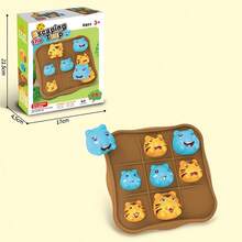 儿童益智玩具井字棋游戏板，卡通老虎和熊图案，桌面双人游戏，节日礼物 - 趣味井字棋 - 查看 3