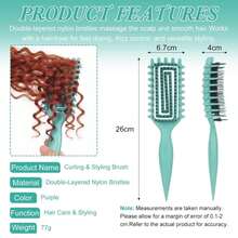 Curl Defining Brush For Curly Hair \U2013 Detangling &Amp; Styling Brush With Wide Tooth Design, Soft Bristles Reduce Frizz, Shape Curls &Amp; Waves For Women And Men, Wet &Amp; Dry Use (Green) - Màu A - Xem 2