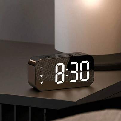 1pc LED Minimalist Alarm Clock, Student Clock, Temperature Display, USB Powered Or Battery Operated (Batteries Not Included)