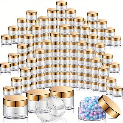 1/10/20pcs 2oz Clear Plastic Jars With Golden Flip-Top Lids - Wide Mouth Travel-Size Containers For Lotion, Cream, Body Butter, Rhinestones | Reusable, Durable & Versatile Storage For DIY, Crafts, Skincare