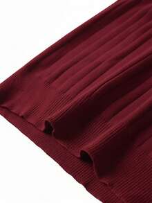 Men's Ribbed Airplane Collar Polo Knit Shirt, Short Sleeve, Summer Fashion - Burgundy - View 11