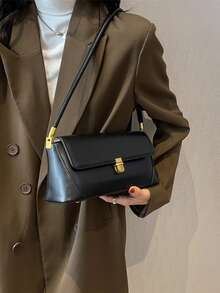 复古高端轻便奢华休闲腋下法棍包，新款法式小众时尚多功能通勤单肩包 - 黑色 - 查看 5