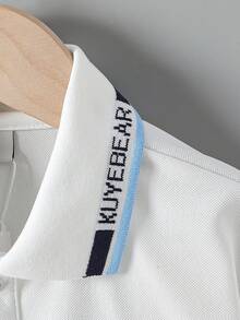 Boys' Collared Short Sleeve Polo Shirt, Summer - White - View 3