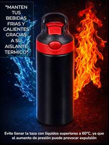 Garrafa térmica infantil de acero inoxidable PYA-19, SUS 304 con tapa de apertura rápida, popote integrado y asa ergonómica | Botella térmica libre de BPA, acabado mate, mantiene frío y caliente hasta 6 horas | 12 oz / 360 ml | Varios colores disponibles - Rosa Fucsia - Ver 3