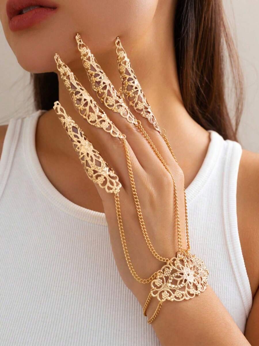 1 件哥特式怪物手指链朋克尖刺钉指环手链 - 款一 - 查看 1