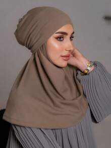 1pc Women's Classic 2-In-1 Turban Headscarf + Soft Jersey Neck Gaiter, Moisture-Wicking, Breathable Jersey Fabric, Suitable For Muslim Daily Life And Outings - A - View 5