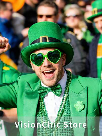 1 par/10 pares de gafas con forma de corazón de moda, adecuadas para celebraciones del Día de San Patricio, desfiles callejeros, conciertos, fiestas, bailes, accesorios del Día de San Patricio