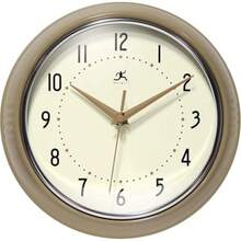 Reloj de pared retro de 9 pulgadas con barrido silencioso sin marcas de mediados de sio moderno y de cocina comedor con movimiento de cuarzo estilo retro latte-B031 - Café con leche - Ver 8