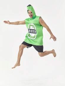 1pc Unisex Green Beer Jumpsuit Cosplay, Beer Festival Holiday Funny Novelty Realistic Beer Bottle Design Carnival Halloween Party Costume - Multicolor - View 2