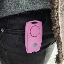 1个迷你ABS材质挤压式紧急报警器，带指示灯，黑色/粉色/灰色，夹式设计，自卫报警器，适用于女性、老人、学生和其他需要个人安全的人士 - 粉色 - 查看 12