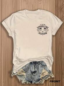 "If I'm The Problem" Funny Math Shirt - Double-Sided Print Cotton Tee | Soft & Comfortable | Mathematician Gift Idea For Couples, Him & Her - Apricot - View 2