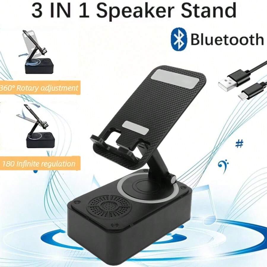 Altavoz inalámbrico portátil con soporte para teléfono
