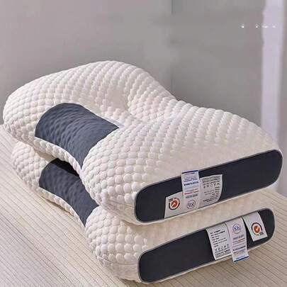 2 Almohadas Ergonómicas para Dormir de Costado, con Soporte Cervical Cómodo, Hechas de Tejido de Alta Calidad, Suaves, Transpirables y Cómodas, Lavar a Baja Temperatura. No Utilizar Bleca. Secar al Aire. No Planchar.
