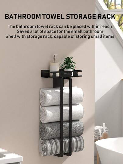 1 Stück platzsparender Handtuchhalter, vertikal wandmontierter Handtuchorganizer, geeignet für Badezimmer und Toilette, schlichter Stil, für kleine Räume, robuste Konstruktion