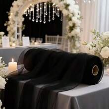 1pc 393 Inch Light Purple Sheer Voile Fabric, Long Solid Color Sheer Curtain, Multipurpose Party Backdrop, Suitable For Wedding Arch, Home Decor, Wedding Arch Backdrop, Baby Shower Decor, Purple Arch Fabric, Home Decor, Birthday Wedding Party - Black - View 10