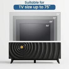HNEBC TV Stand With 2 Storage Cabinet For Living Room, Large Entertainment Center With Wave-Patterned Design, Console Table With Ajustable Shelf For 55"-75" TV For Furniture Set - 黑色 - 查看 5