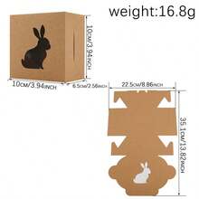 12/24个装复活节主题牛皮纸糖果零食纸盒，带窗口，可爱兔子设计，复活节派对小礼物零食饼干纸盒 - 彩色 - 查看 3