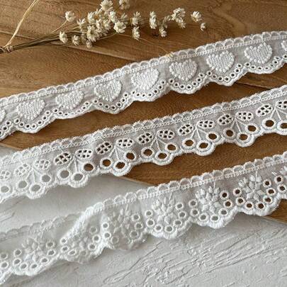 3cm Wide White Ruffled Trim, Embroidered Cotton Lace, Suitable For Weddings, DIY Clothing Accessories, And Doll Clothes