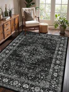 1pc Vintage Distressed Style Rug, Red Bohemian Moroccan Polyester Fiber Comfortable, Rectangular Easy Care Washable Area Carpet For Living Room, Hallway, Bedside, Home Decor - Multicolor - View 15