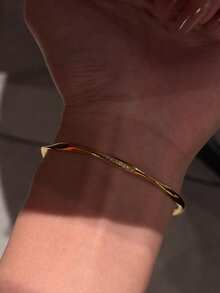 1 pieza Pulsera de bucle de circonita cúbica dorada, pulsera de mujer elegante y delicada adecuada para apilar y uso diario - Dorado - Ver 5
