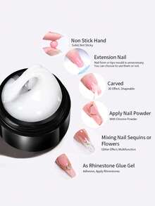 BORN PRETTY 15ml Milky White 3D Sculpting Non Stick Hand Extension Gel Nail Polish Soak Off UV LED Gel Clear Flowerd Carving Shaping Design - Multicolor - View 3