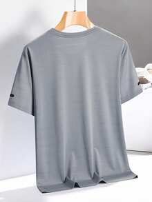 Men's Lightweight Breathable Mesh Short Sleeve T-Shirt, Quick Dry Stretchy Activewear Fitness Workout Top, Summer - Grey - View 3