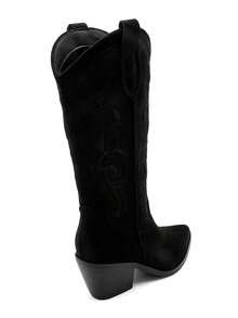 Bottes Western In Suède And Broderies Arabesques - Black - View 4