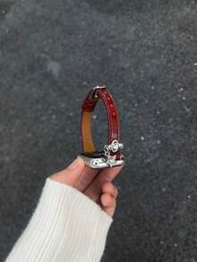 1 Pc Star Thin Leather Compatible With Apple Watch Band For Women 38mm 40mm 41mm 42mm 44mm 45mm 46mm 49mm , Strap Compatible With Apple Watch Link Series Ultra S11/10 9/8/7/6/5/4/3/2/1 SE - Red - View 5