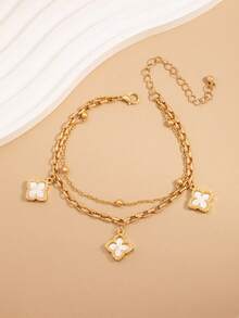 A Fashionable Lucky Clover Niche Design Versatile High-End Ankle Chain Classic - Four-leaf Clover - View 2