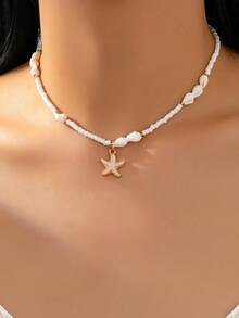 1件优雅金色旭日吊坠项链，女士夏季度假首饰 - A9202-3 - 查看 12