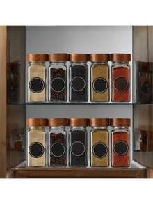 24pcs 40oz Square Spice Jars, Rosewood Pepper Shakers, Glass Spice Containers - Multicolor - View 9