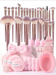 51件套化妆工具套装，包含：26支化妆刷套装+3个化妆海绵+6个三角粉扑+3个迷你化妆海绵+1个发圈+3个洁面海绵+1个手碗挂绳+1个化妆刷清洁工具+6个迷你气垫粉扑，一应俱全，新手友好 | 方便携带，送礼佳品 | 新手/女性的完美之选 - 彩色 - 查看 13