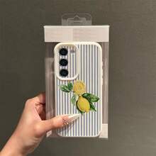 1个TPU材质清新蓝条纹柠檬图案时尚手机壳，适用于三星/A05s/A12/A13/A14/4G/A15/A21s/A23/A25/A32/5G/A34/A35/A50s/A51/A52/A53/A54/A55/A71/A72/A73/S10/S20FE/S20Ultra/S21Ultra/S22/S22Plus/S23/S24、/10C/12C/Note10/11/12/13/ProPlus/Note8/9Pro等型号，全包防摔软壳手机保护套 - 白色 - 查看 1